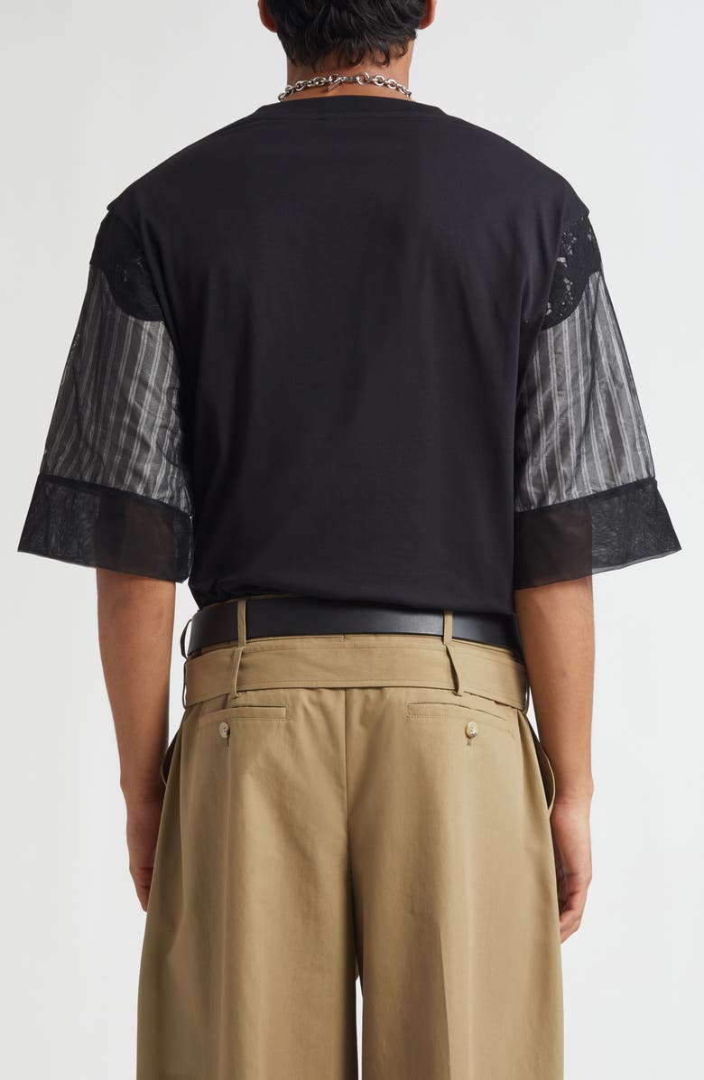 Simone Rocha Trapped Lace Patchwork T-Shirt, Alternate, color, Black/ Black