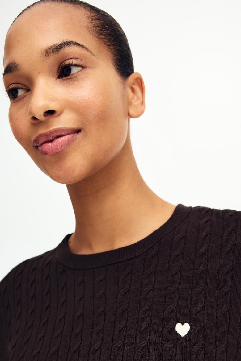 Cable-knit Jumper, Alternate, color, Dark brown