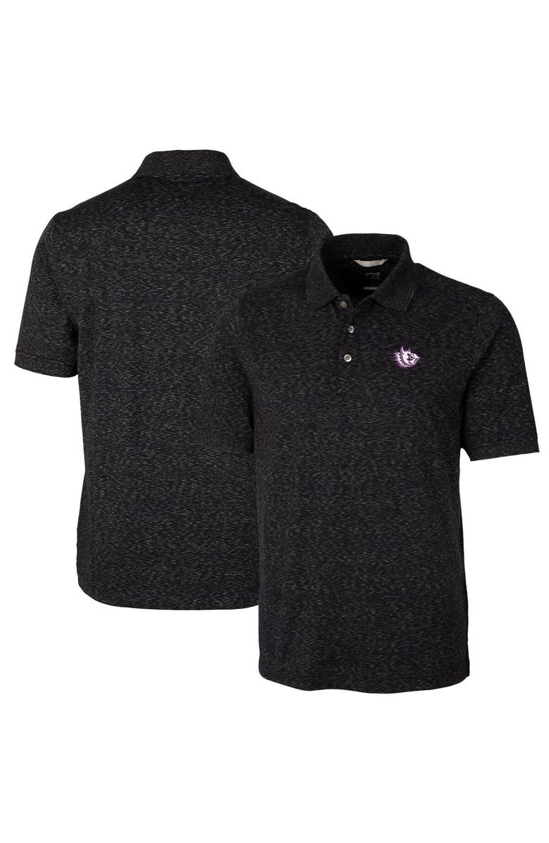Cutter & Buck Men's Cutter & Buck Black TCU Horned Frogs Vault Advantage Tri-Blend Space Dye Big & Tall Polo, Main, color,