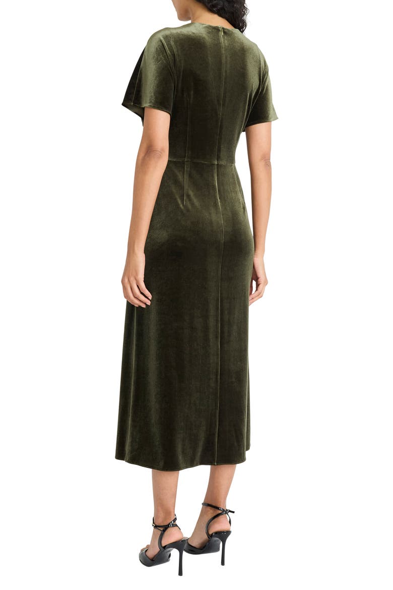 Deep V-Neck Velvet Midi Dress, Alternate, color, ROSIN