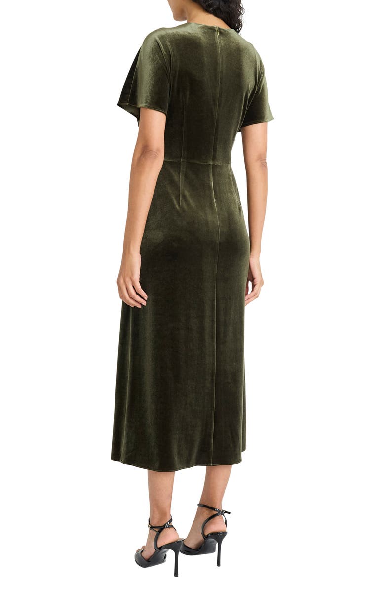 Maggy London Deep V-Neck Velvet Midi Dress, Alternate, color, Rosin