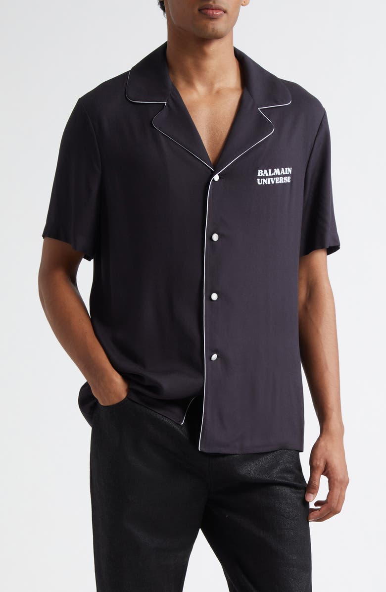 Balmain 9 Planets Pajama Shirt, Main, color, Black Multi