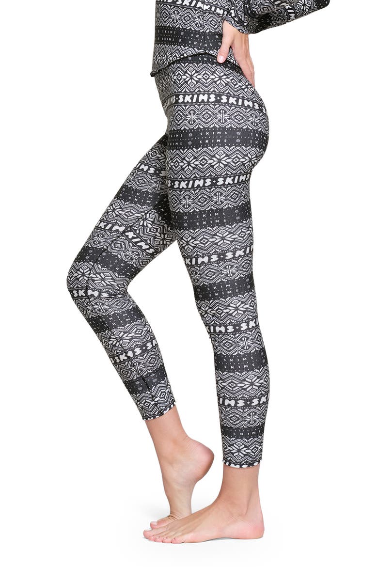 Logo Plush Pointelle Leggings, Alternate, color, ONYX FAIRISLE