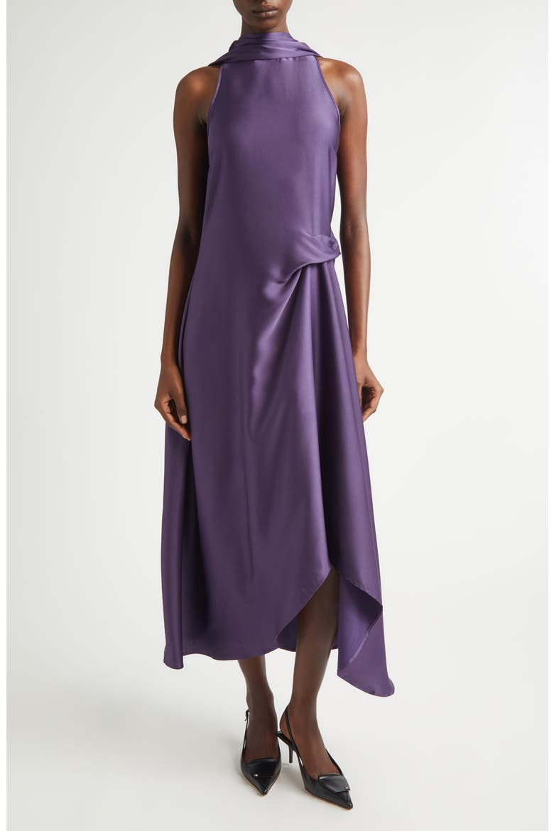 purple silk cocktail dress VENEZIAH SILK MAXI DRESS - PURPLE