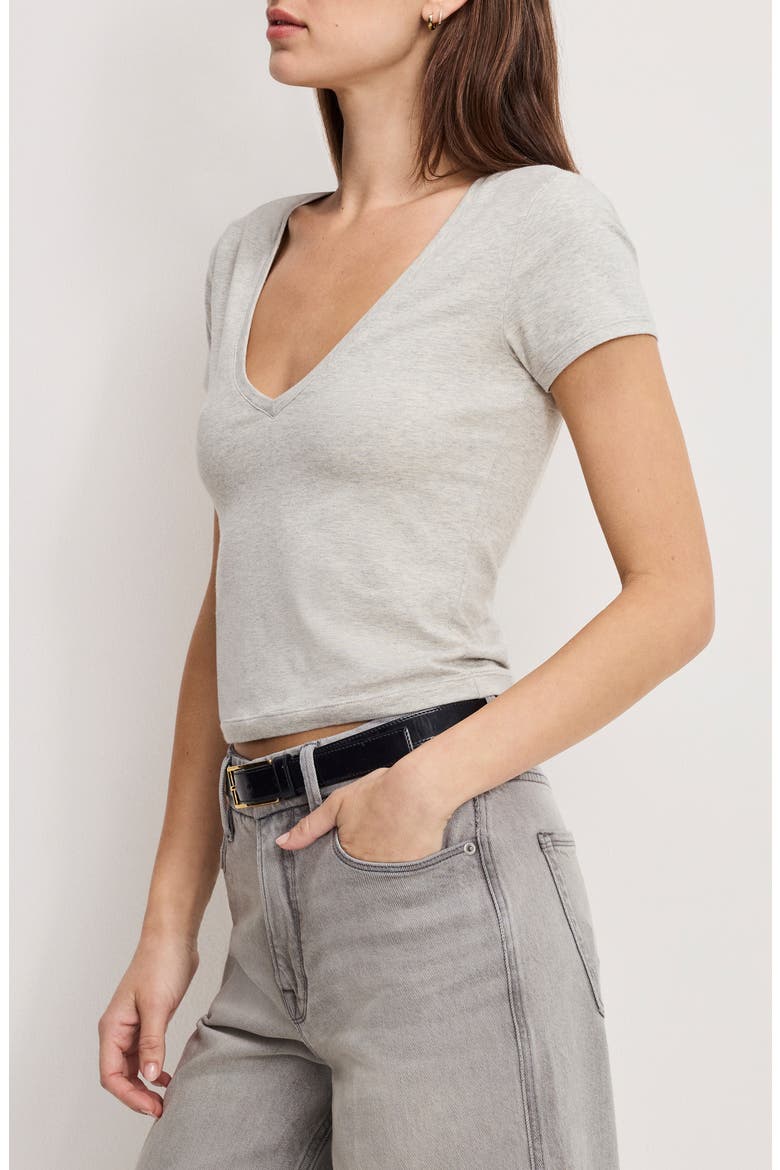 V-Neck Baby Tee, Alternate, color, HEATHER GREY001