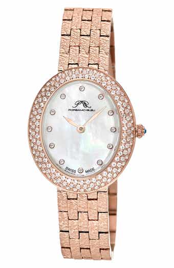 Women's Porsamo Bleu Angelica Oval MOP Dial Topaz Stainless Steel Watch