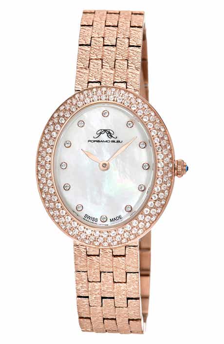 PORSAMO BLEU Women's Porsamo Bleu Angelica Oval MOP Dial Topaz Stainless Steel Watch