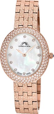 PORSAMO BLEU Women's Porsamo Bleu Angelica Oval MOP Dial Topaz Stainless Steel Watch
