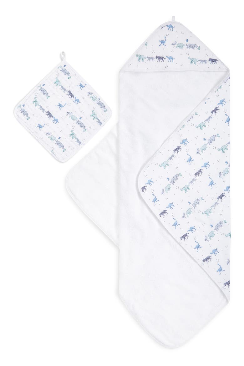2-Pack Cotton Washcloth & Hooded Towel, Main, color, MAP THE STARS GREY