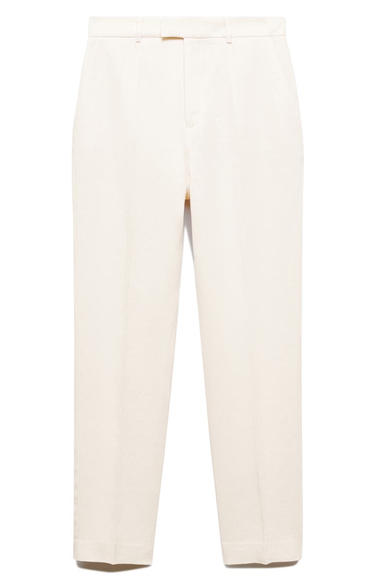 MANGO Straight Leg Linen Pants, Alternate, color, Ecru