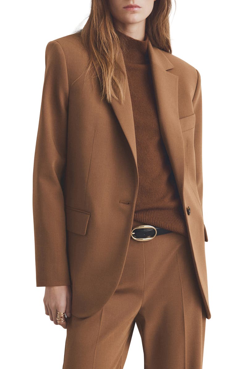 MANGO Milano Blazer, Main, color, Caramel