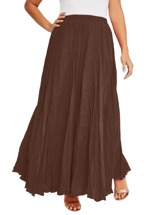 Flowing Crinkled Maxi Skirt (Plus) (Petite Available)