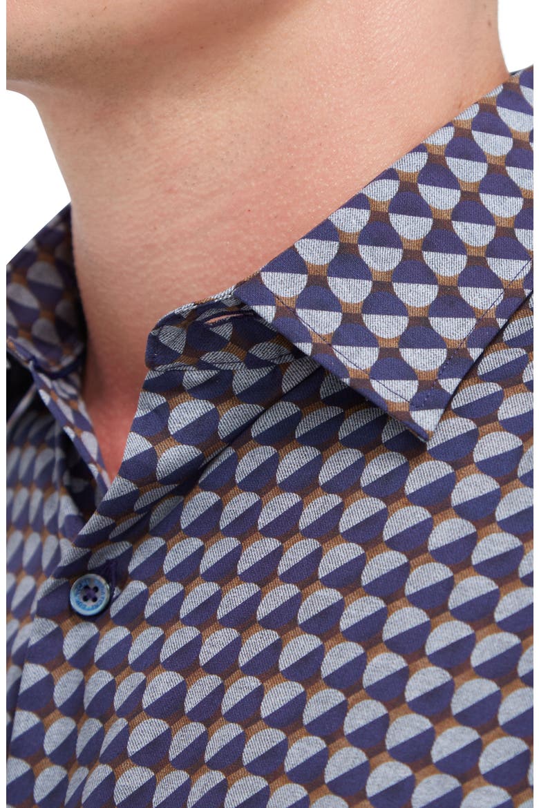 Julian Shaped Fit Print Button-Up Shirt, Alternate, color, NAVY