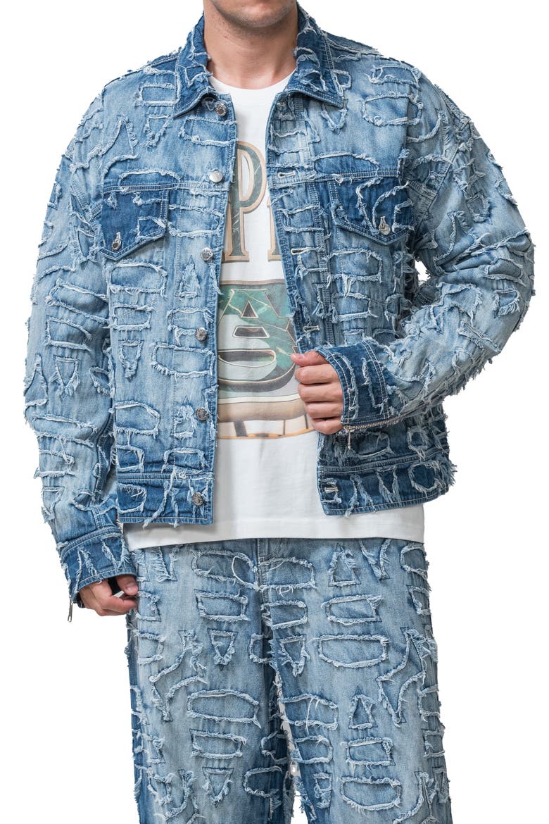 Alida Burnout Denim Jacket, Alternate, color, Blue