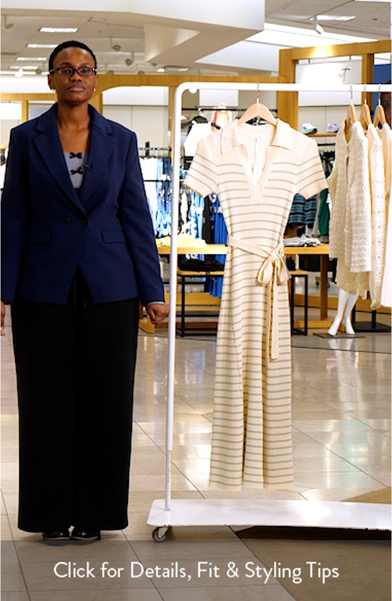 Stripe Ribbed Polo Sweater Dress, sales video thumbnail