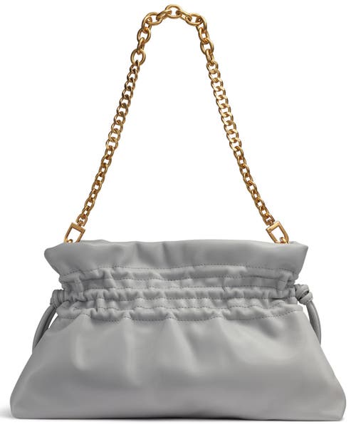 Donna Karan Southold Leather Clutch With Chain Strap In Pearl Grey