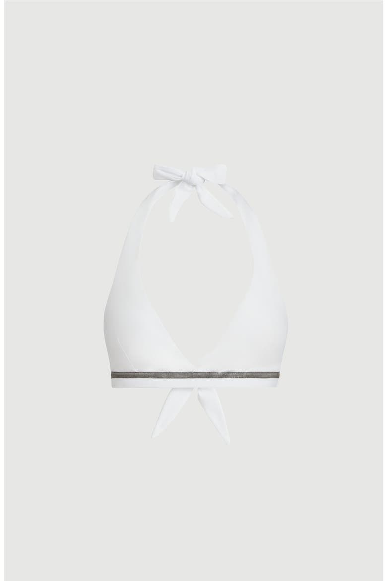 Techno jersey bikini top with monili, Main, color, White