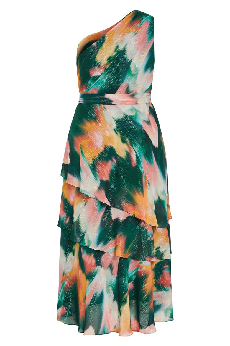 Rendezvous One-Shoulder Sleeveless Tiered Maxi Dress, Alternate, color, RENDEZVOUS