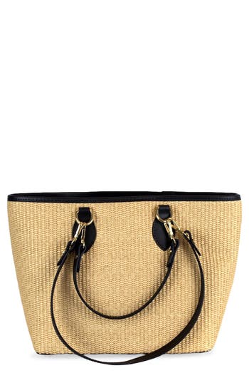 Persaman New York Naomi Straw & Leather Tote In Black