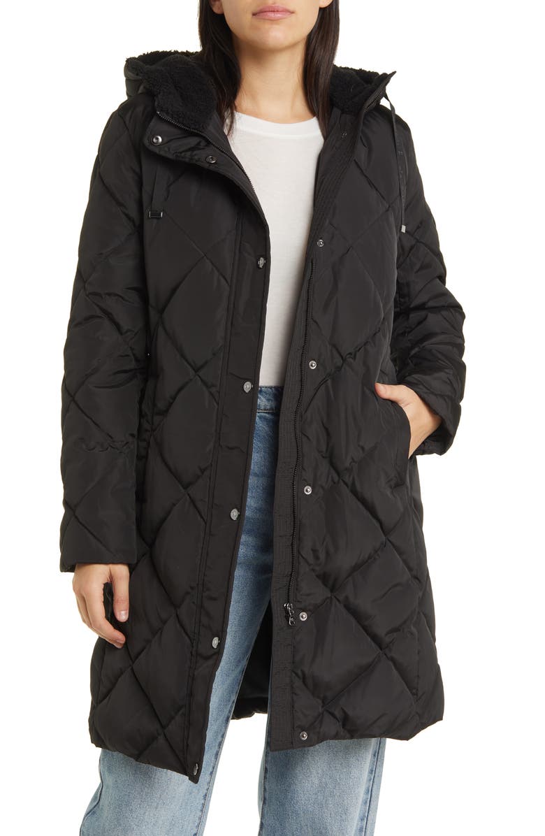 Lauren Ralph Lauren Diamond Quilted Hooded Long Puffer Coat, Alternate, color,
