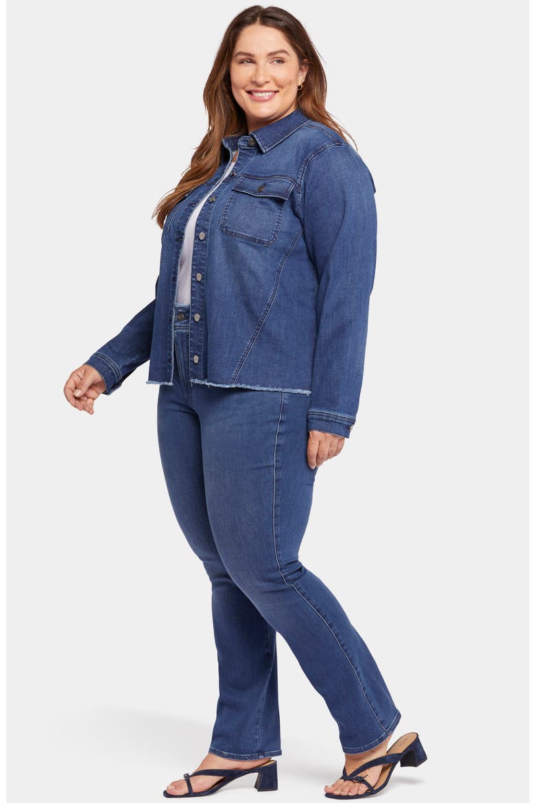 Fray Hem Denim Trucker Jacket, Alternate, color, RENDEZVOUS