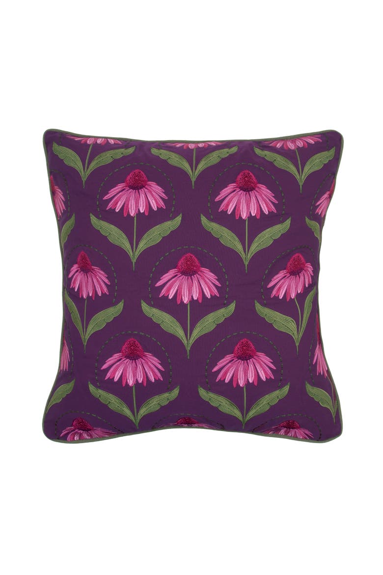 Coneflower Deco Pattern Accent Throw Pillow 20" x 20", Main, color, Purple