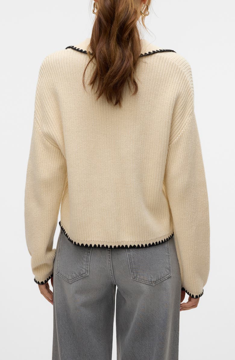 VERO MODA Pomelo Polo Cardigan, Alternate, color, Birch/Black