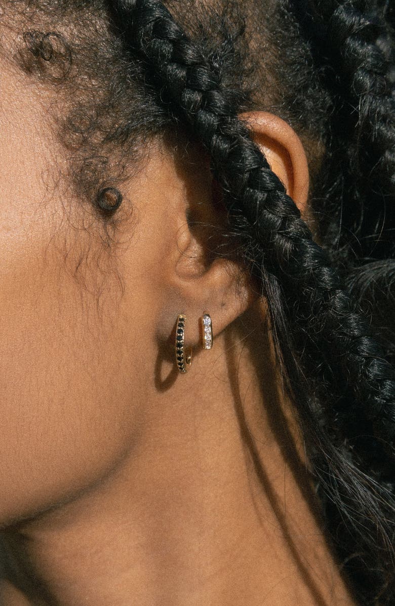 Child of Wild Noiré Cubic Zirconia Huggie Hoop Earrings, Alternate, color, Gold