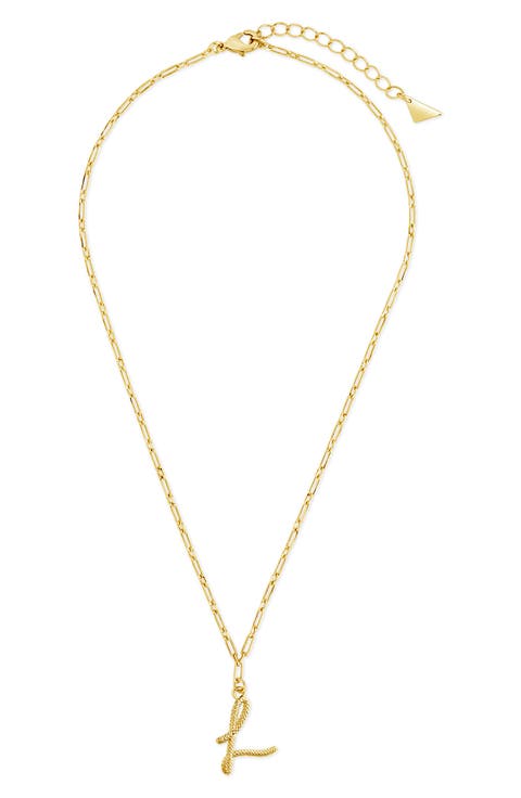 Textured Initial Pendant Necklace
