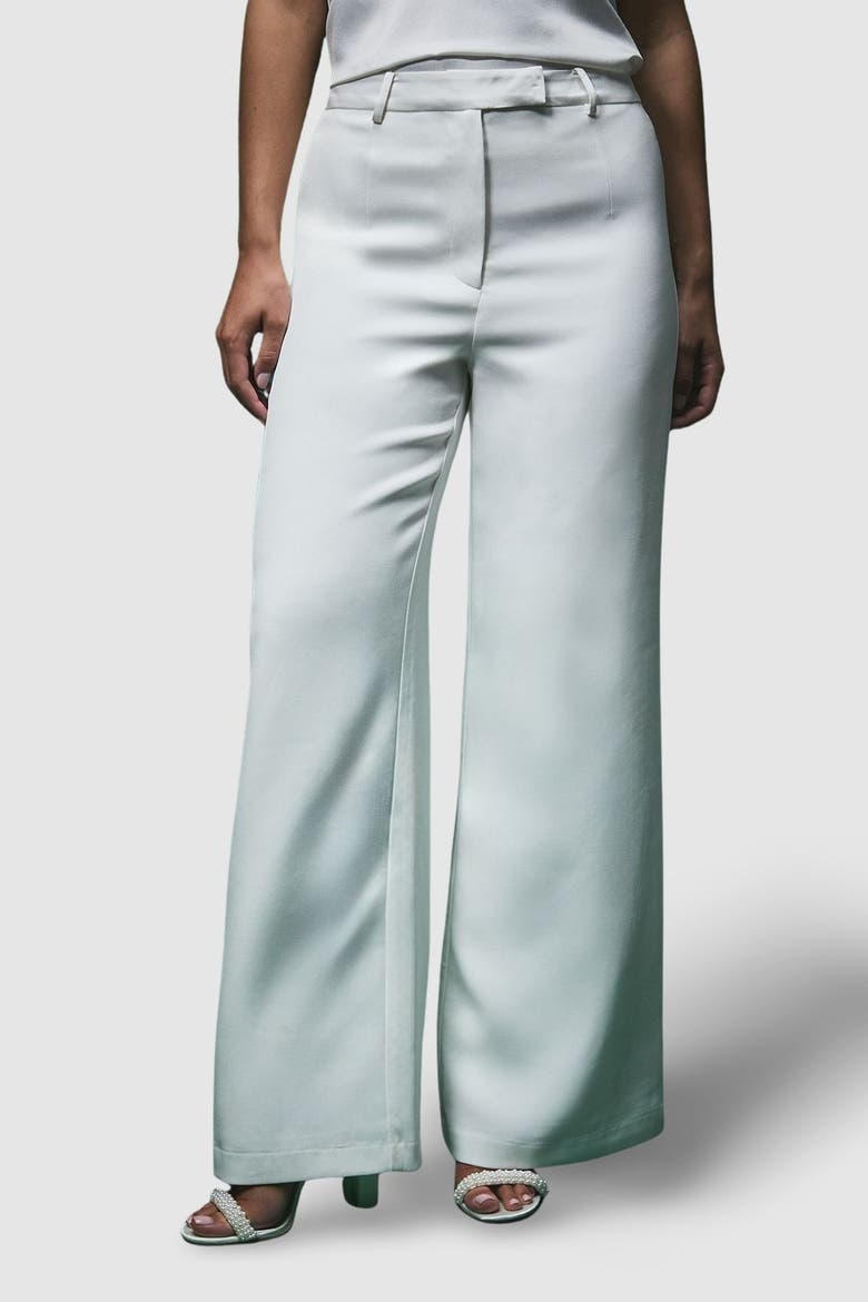 Bridal Tailored Wide Leg Trousers, Main, color, Ivory
