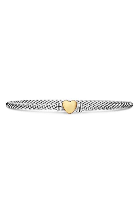 Cable Collectibles® Heart Bracelet with 18K Gold, 3mm