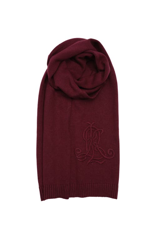 Lauren Ralplh Lauren Embroidered Logo Scarf In Burgundy