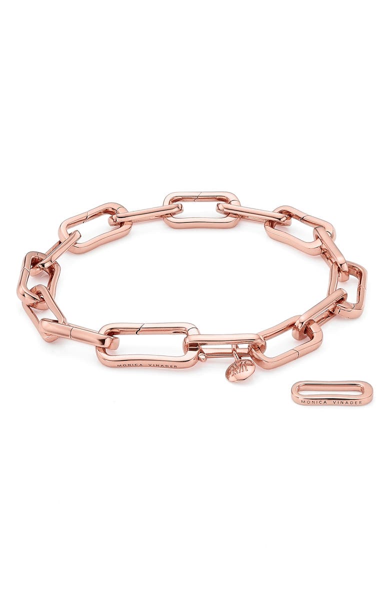 Monica Vinader Alta Capture Charm Bracelet, Main, color, Rose Gold
