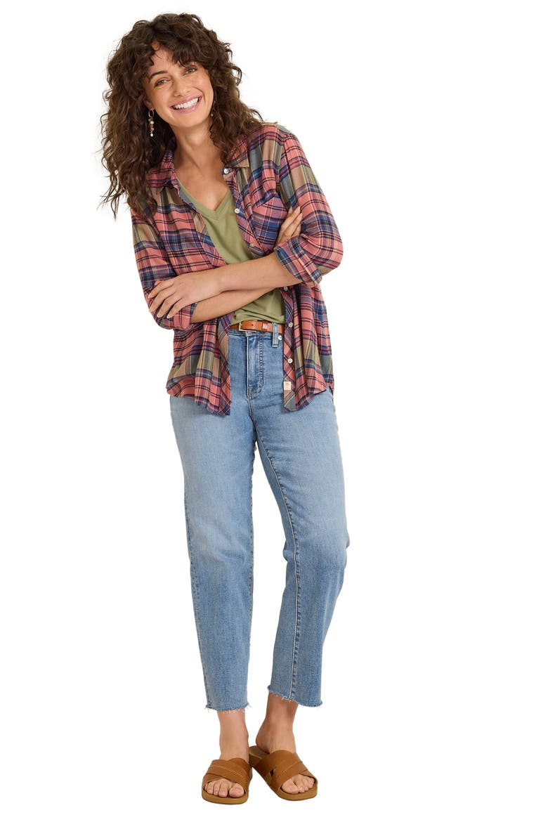Ruby Shores Plaid Shirt, Alternate, color, CLAY ROSE