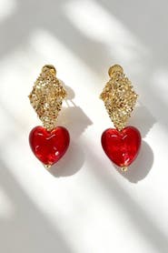 Classicharms Valentina Murano Glass Heart Drop Earrings