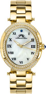 PORSAMO BLEU Women's South Sea Oval Swarovski Crystal Bracelet Watch, 30.75mm