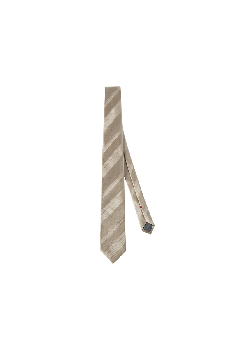 Brunello Cucinelli Striped silk tie, Alternate, color, Ivory