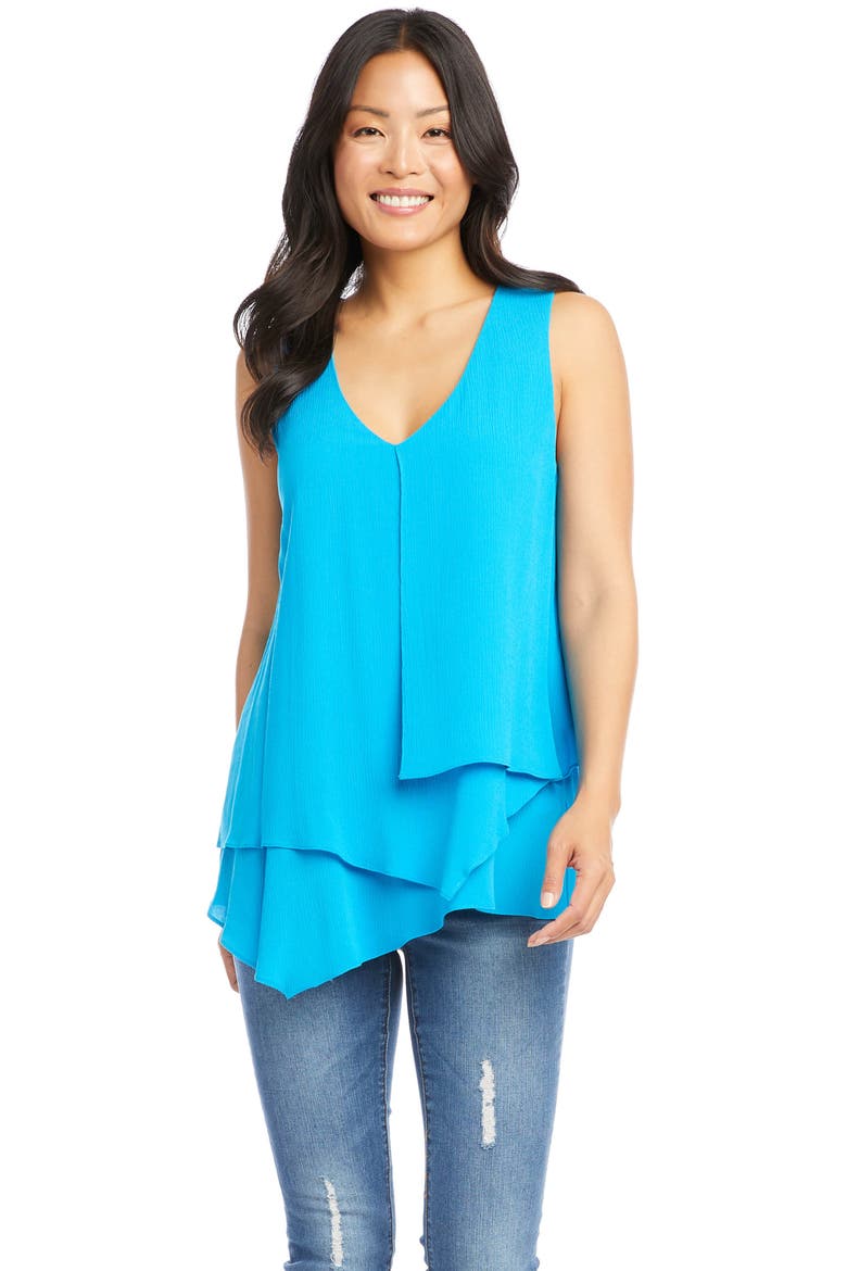 V-Neck Layered Asymmetrical Tank, Alternate, color, AQUA
