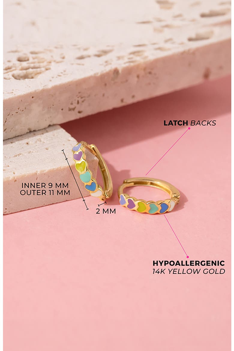 14k Multicolored Heart Cascade Earrings, Alternate, color, Gold