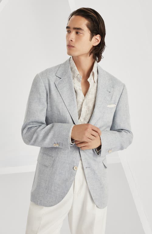 Shop Brunello Cucinelli Linen Unconstructed Blazer In Cosmos