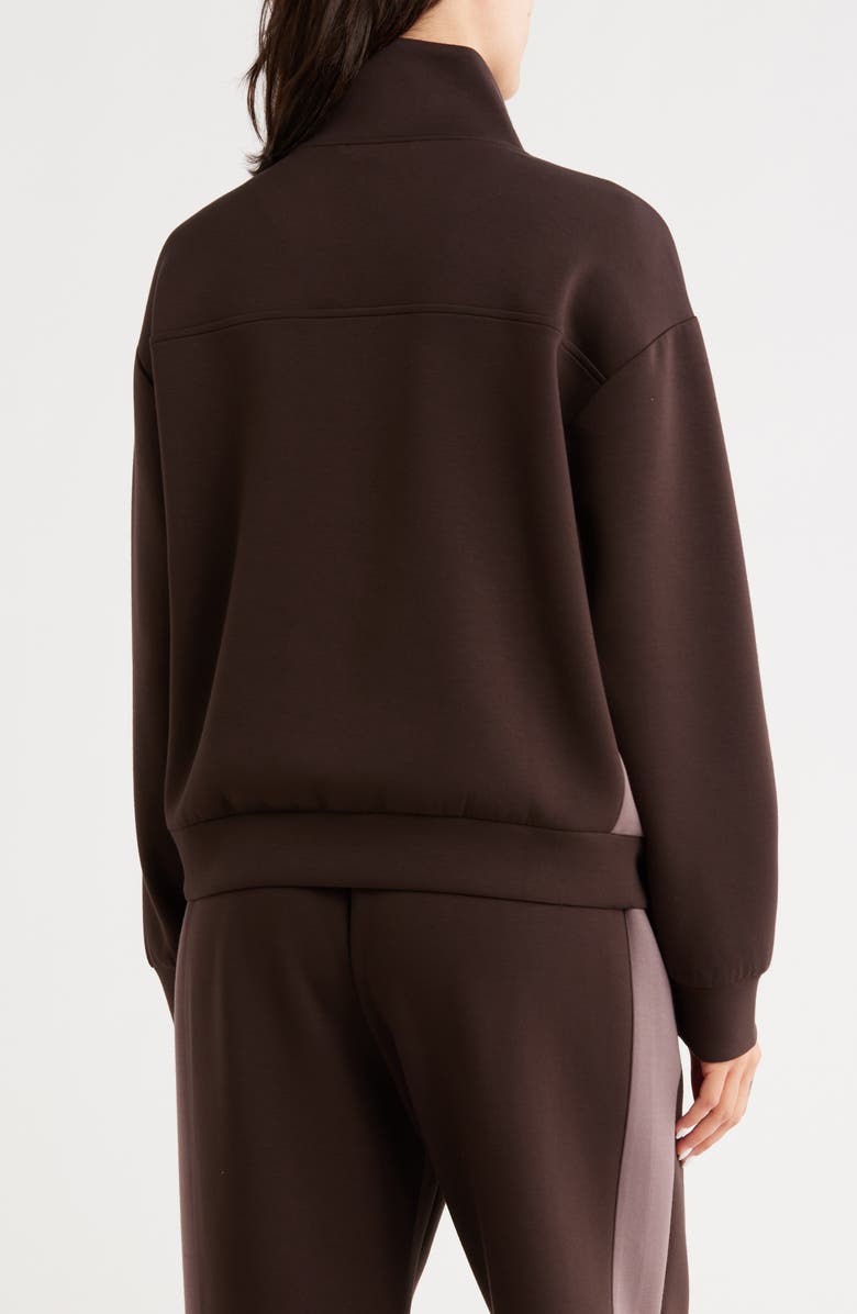 Z by Zella Whisper Knit Colorblock Track Jacket, Alternate, color, Brown Mole- Grey Plum