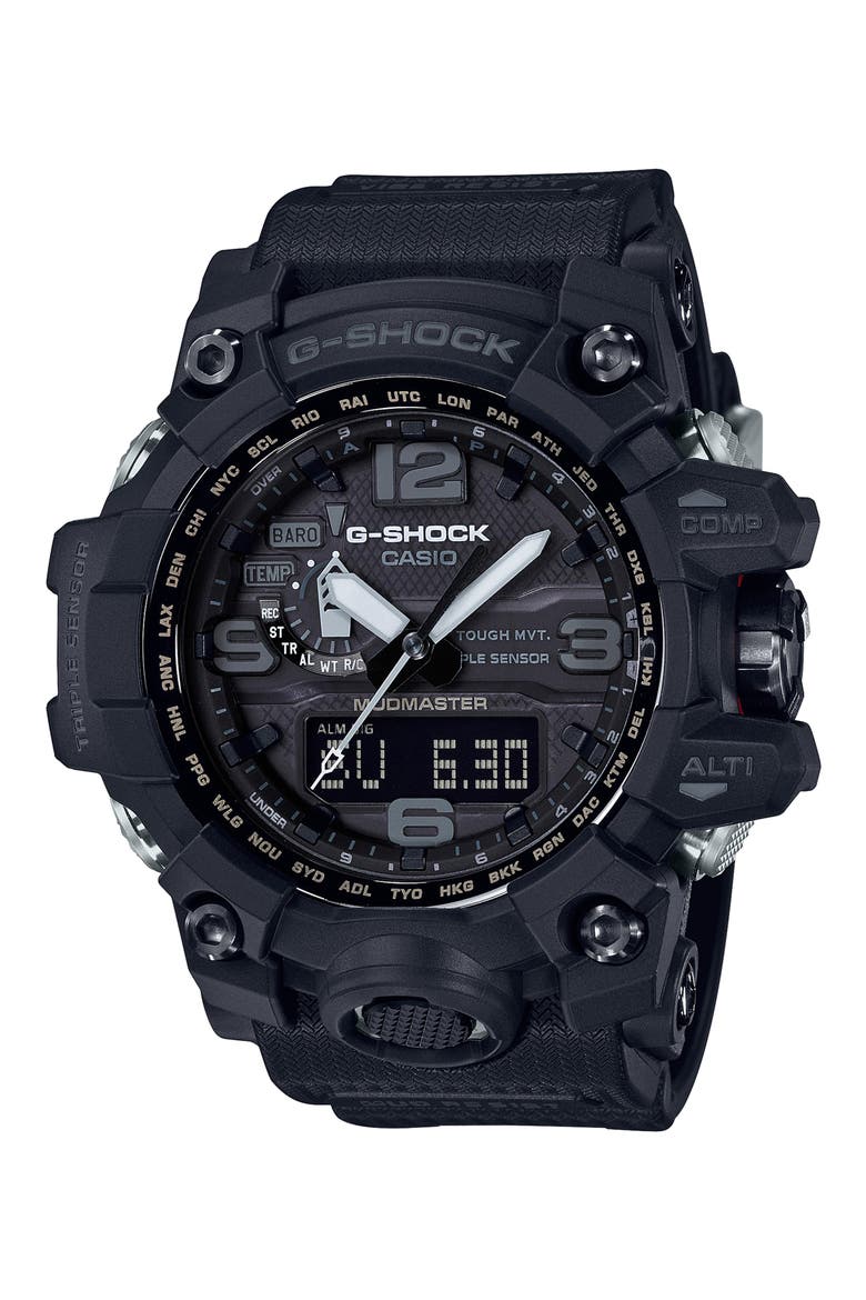 Mudmaster Resin Casio Ana-Digi Watch, 56mm, Main, color, BLACK