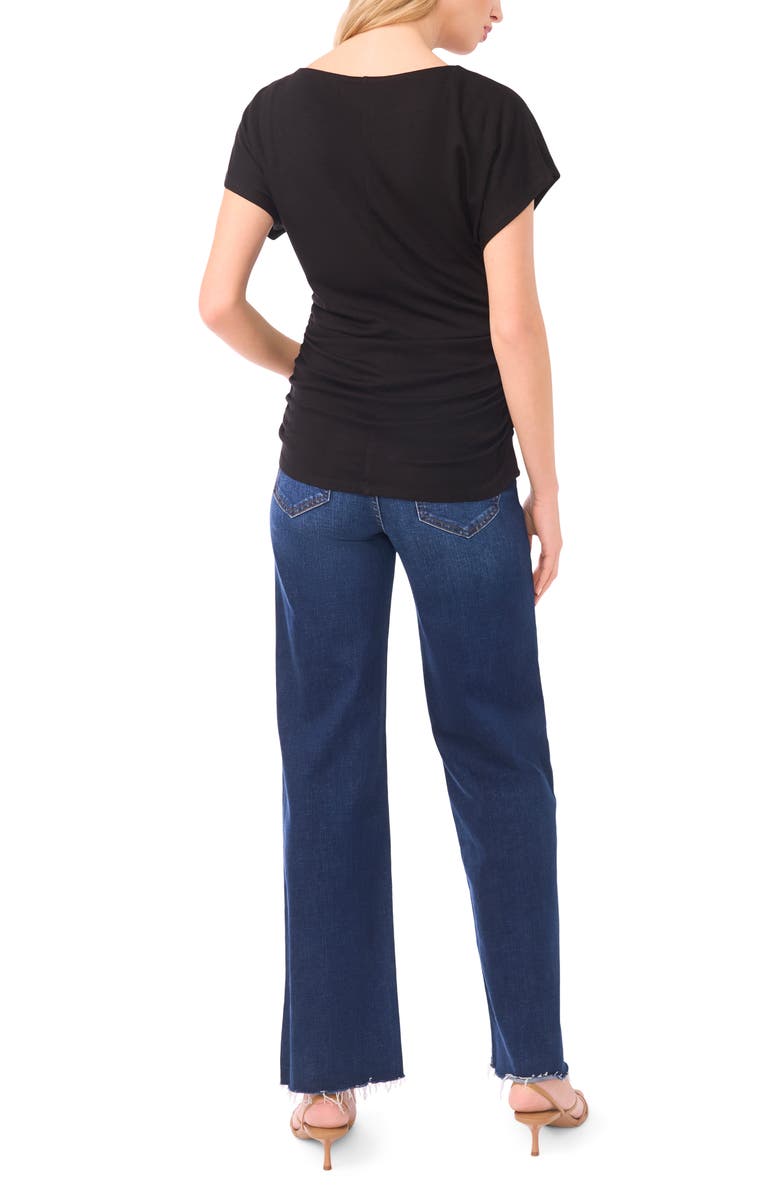 Halogen<sup>®</sup> Shirred Dolman Short Sleeve Ponte Top, Alternate, color, Rich Black