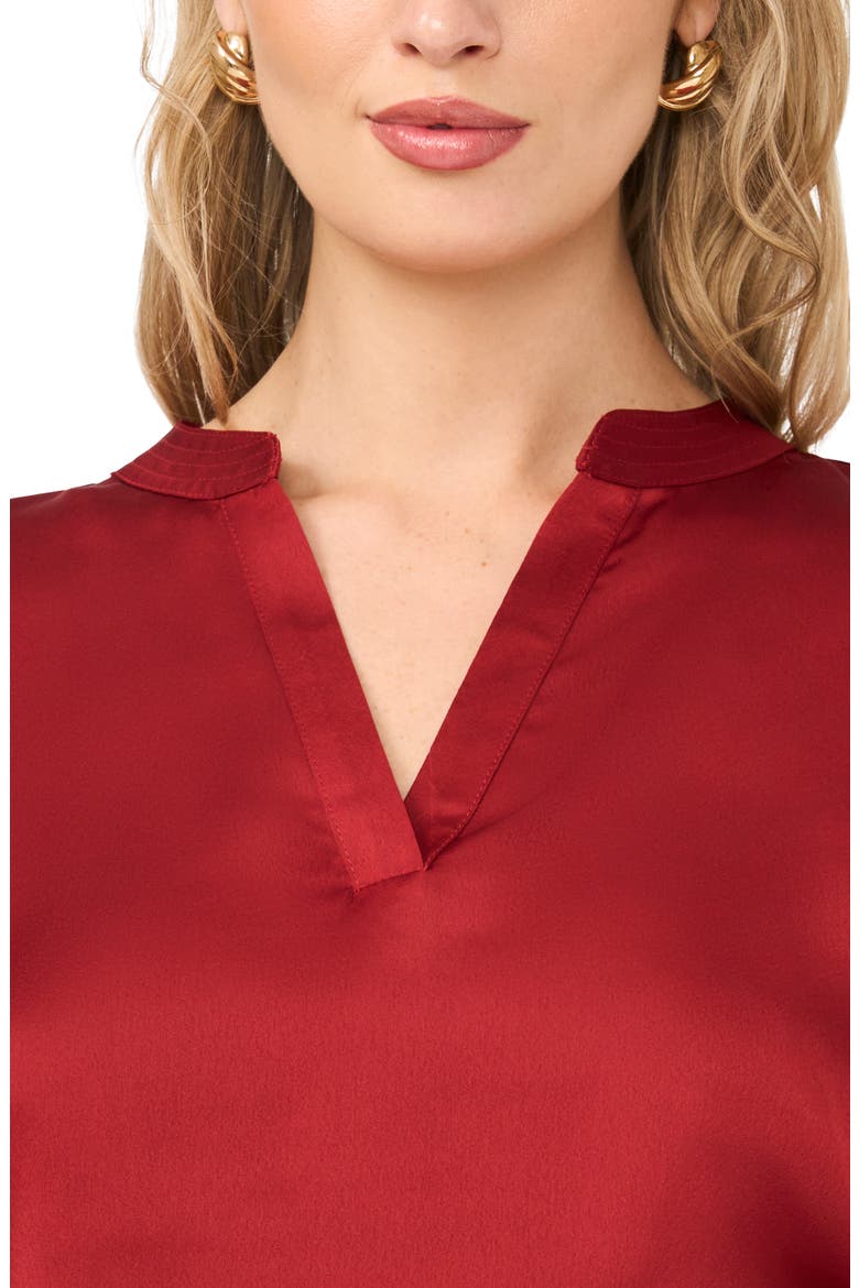 Puff Sleeve Satin Top, Alternate, color, WINE