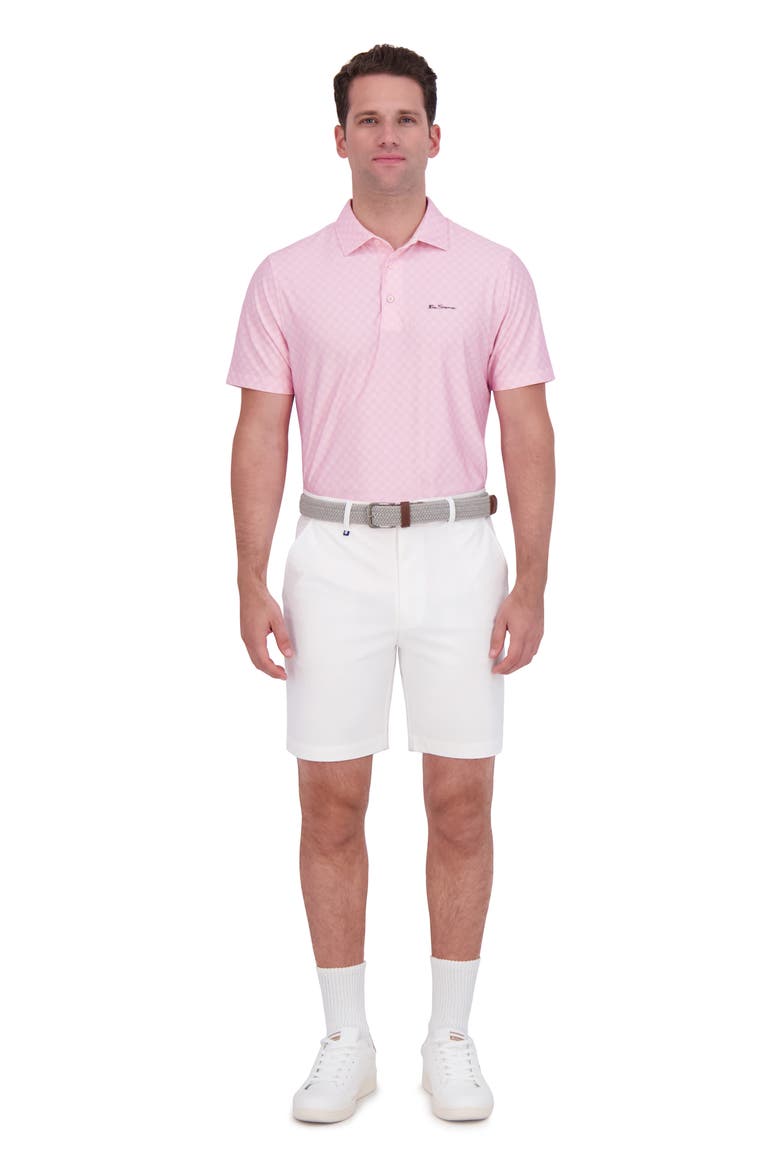 Checkered Print Stretch Tech Polo, Alternate, color, PINK