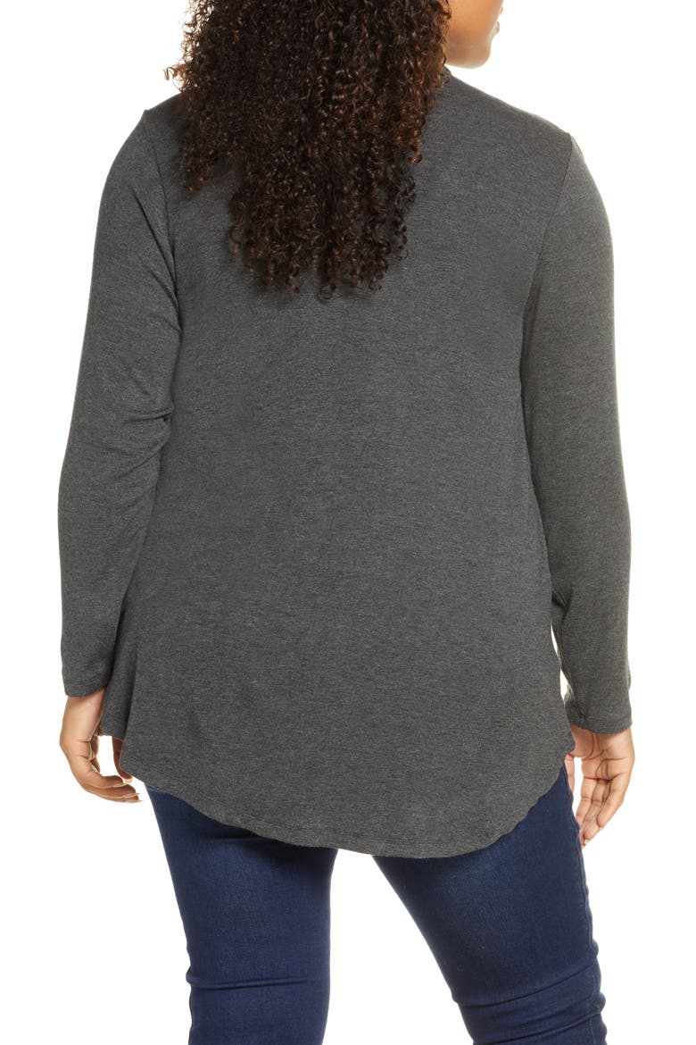 High/Low Cardigan, Alternate, color, CHARCOAL