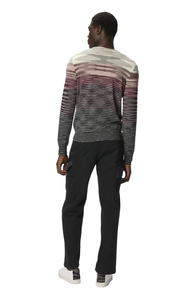 Missoni Crew Neck Sweater In Pure Flame Wool, Alternate, color, Beige & Burgundy