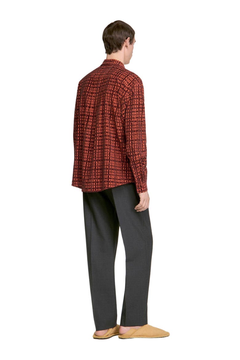 Shirt with velvet flocking, Alternate, color, Burnt orange