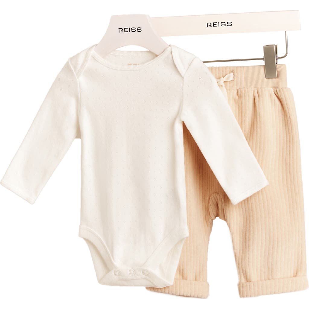 Reiss Babies' Tate Long Sleeve Bodysuit & Pants Set In Neutral