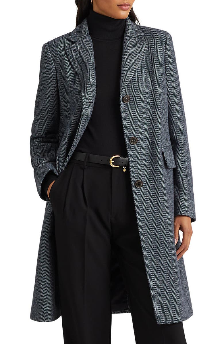 Lauren Ralph Lauren Herringbone Reefer Coat, Alternate, color,
